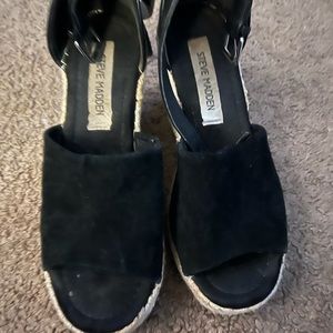 6.5 suede black wedges
